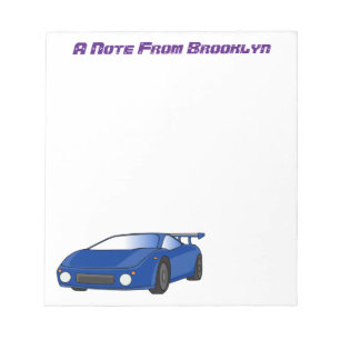 Bloco De Notas Carro desportivo azul com ilustração de airfoil