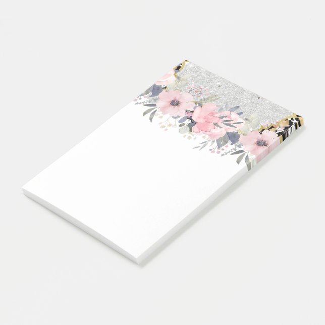 Bloco De Notas Carta Floral Cor-de-Rosa, Bonito, design (Inclinado)