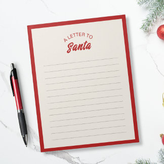 Bloco De Notas Carta para o Papai Noel - Borda Vermelha Clássica