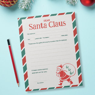 Bloco De Notas Carta para o Papai Noel - Faixa Clássica de Férias