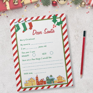 Bloco De Notas Carta para o Papai Noel - Vila do Bastão de Natal