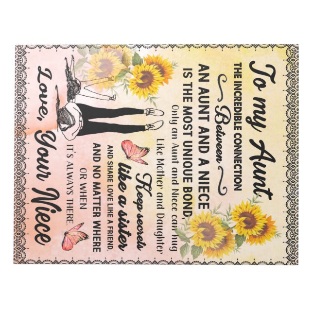 Bloco De Notas Carta Personalizada À Minha Tia Amor Da sobrinha (Frente)