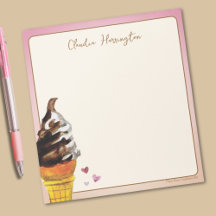 Carta Personalizada Cone do Sorvete de Aquarela