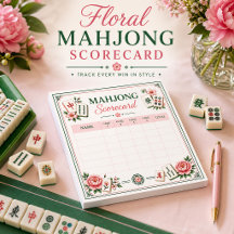 Cartão de Pontuação de Mahjong Floral