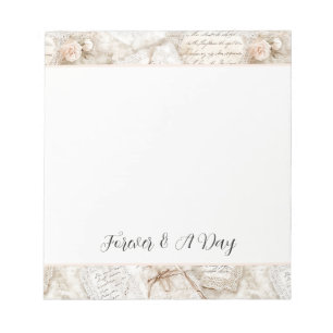 Bloco De Notas Cartas de Amor Marfim Creme Romântico Bonito