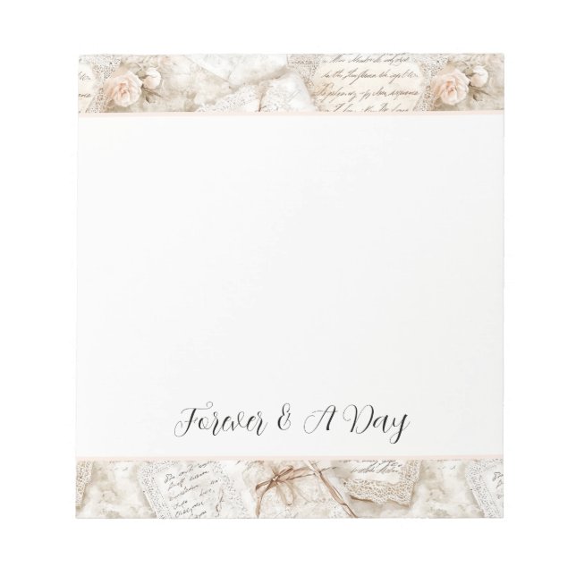 Bloco De Notas Cartas de Amor Marfim Creme Romântico Bonito (Frente)