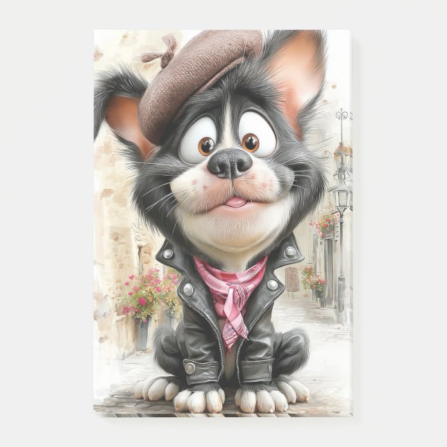 Bloco De Notas Cartaz Cachorrinho Rebelde Fofo (Frente)