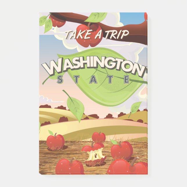 Bloco De Notas Cartaz de viagem da macieira do estado de Washingt (Frente)