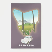 Cartaz de viagem do mapa ilustrado da Tasmânia.
