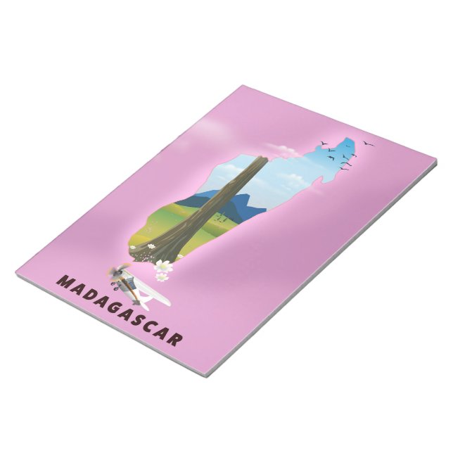 Bloco De Notas Cartaz de viagem ilustrado de Madagascar (Inclinado)