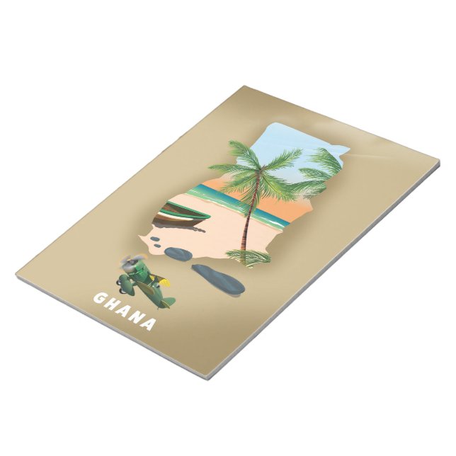 Bloco De Notas Cartaz de viagem ilustrado do mapa de Gana. (Inclinado)
