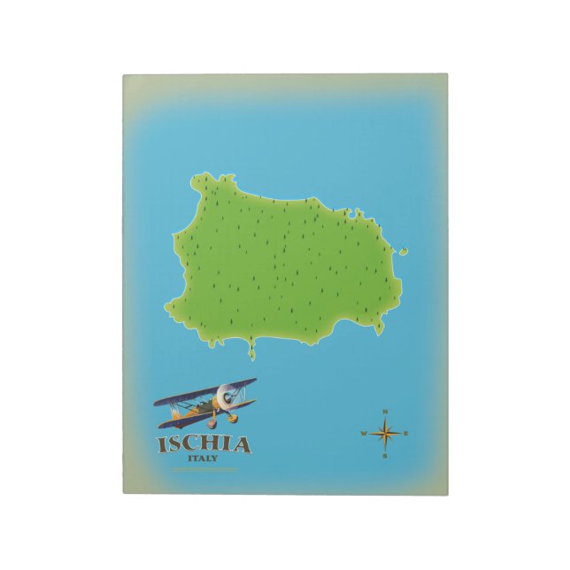 Bloco De Notas cartaz de viagem Ischia Itália (Invertido)