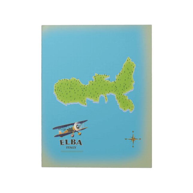 Bloco De Notas cartaz de viagem mapa da Itália Elba (Invertido)