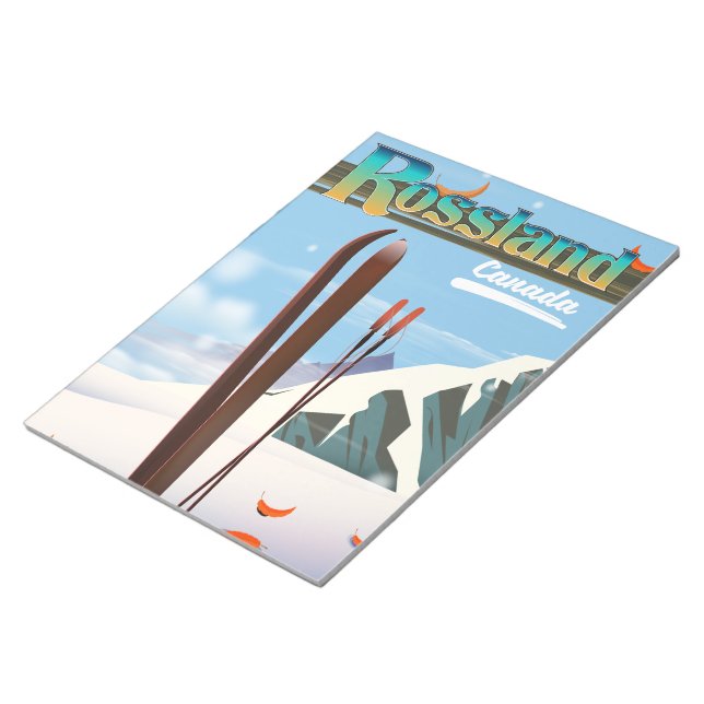 Bloco De Notas Cartaz de viagem Rossland Canadá. (Inclinado)