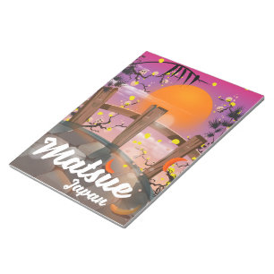 Bloco De Notas Cartaz japonês da flor de Matsue