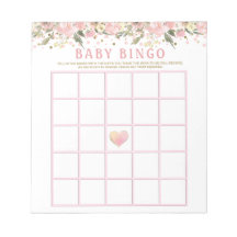 Cartões de jogo de bingo de chás de bebê com flore
