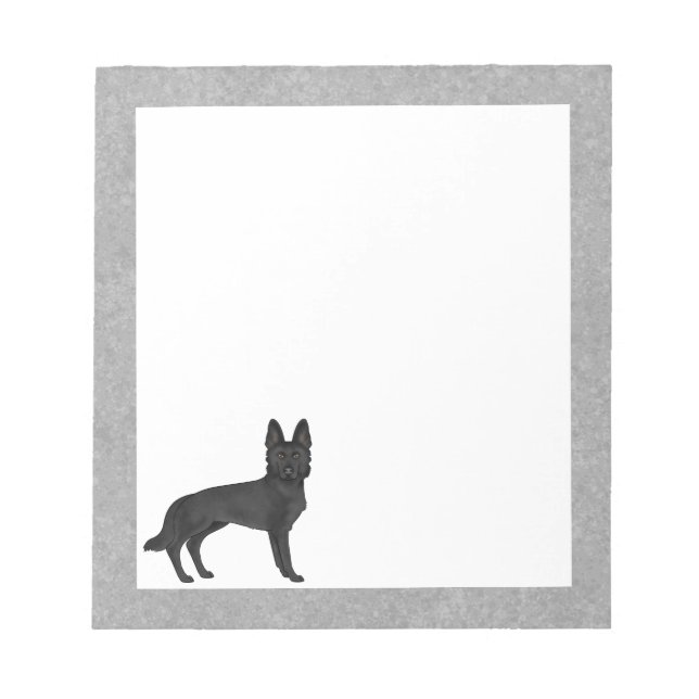 Bloco De Notas Cartografia em branco German shepherd preto Cinza  (Frente)