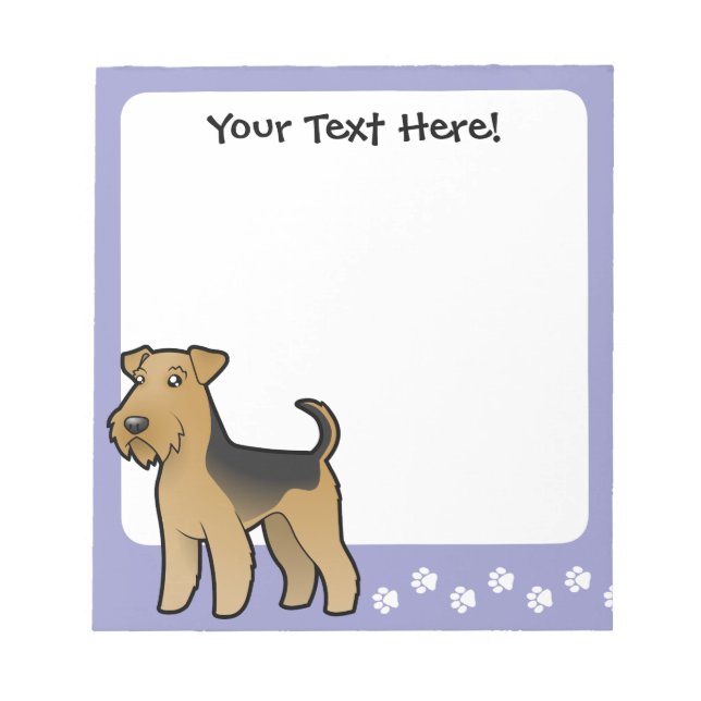 Bloco De Notas Cartoon Airedale Terrier / Welsh Terrier (Frente)