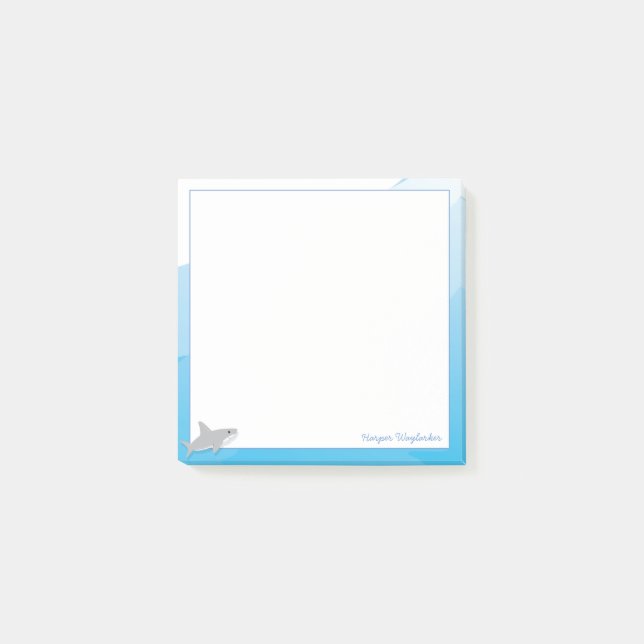 Bloco De Notas Cartoon Blue White Cinza Sharon Nome Animal (Frente)