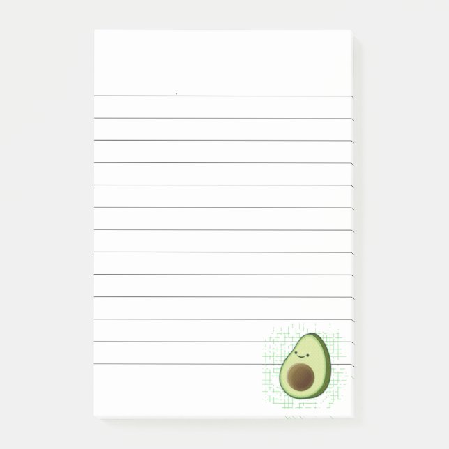 Bloco De Notas Cartoon Bonito Avocado Em Campanhe De Fundo (Frente)