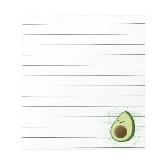 Bloco De Notas Cartoon Bonito Avocado Em Campanhe De Fundo (Frente)