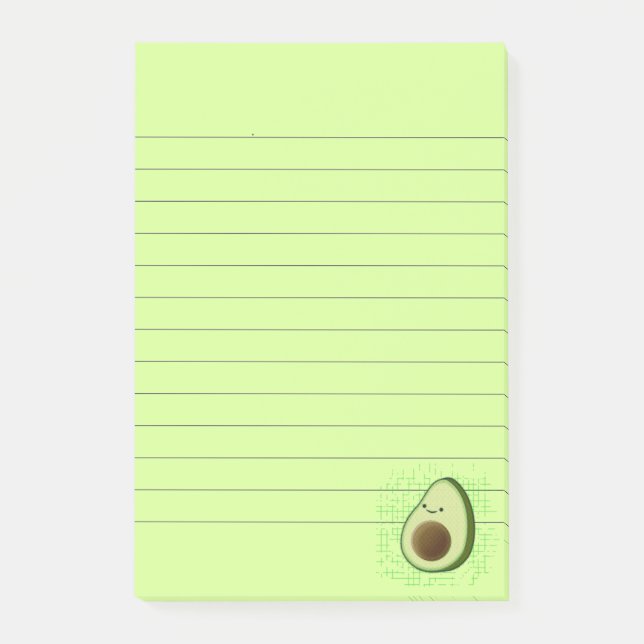 Bloco De Notas Cartoon Bonito Avocado Em Campanhe De Fundo (Frente)