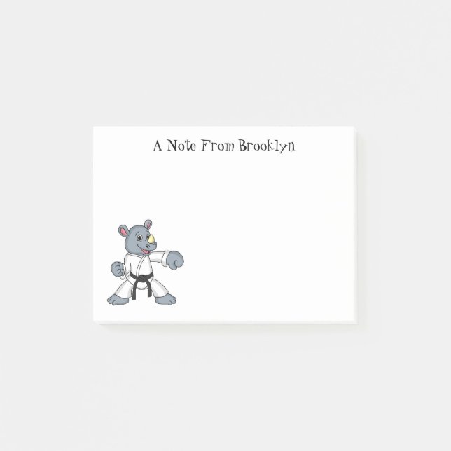 Bloco De Notas Cartoon bonito rhino kung fu (Frente)