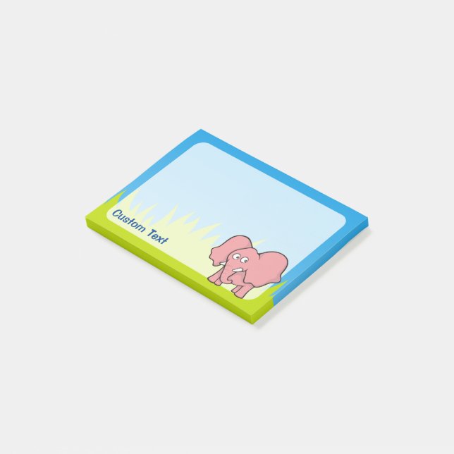 Bloco De Notas Cartoon de Elefante Rosa (Inclinado)