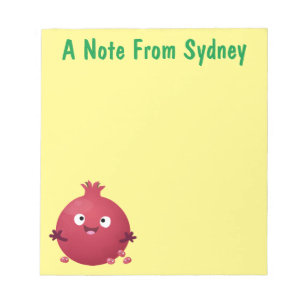 Bloco De Notas Cartoon de fruta de romã giro