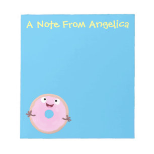 Bloco De Notas Cartoon de rosquinha rosa-claro e bonito