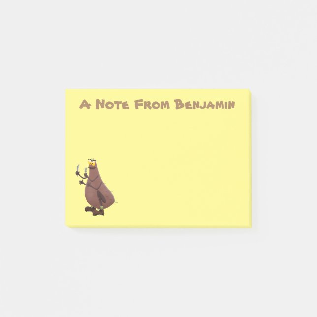 Bloco De Notas Cartoon feio e faminto (Frente)