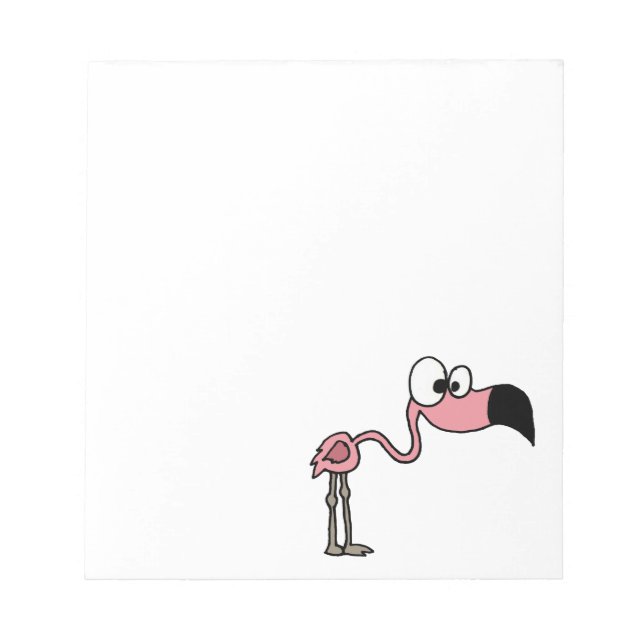 Bloco De Notas Cartoon Flamingo Rosa Engraçado (Frente)