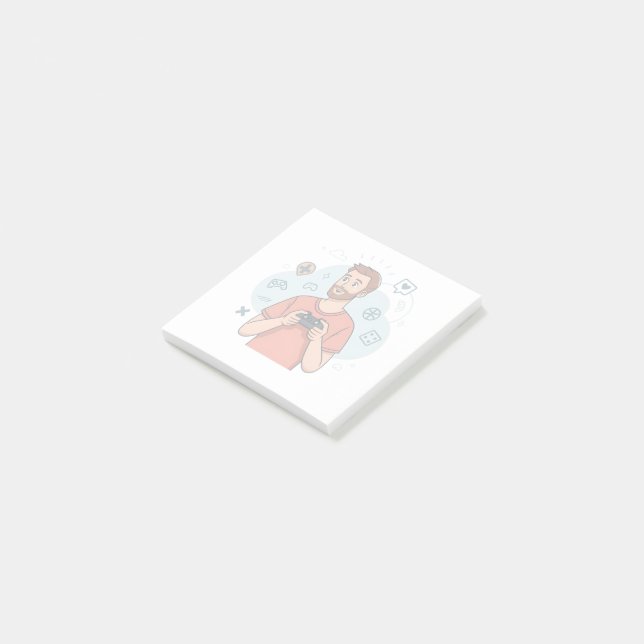 Bloco De Notas Cartoon Gamer Character Illustration (Inclinado)