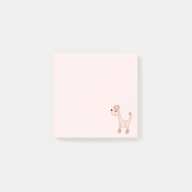 Bloco De Notas Cartoon rosa poodle Posh Paws rosa (Frente)