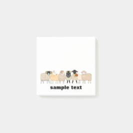 Bloco De Notas cartoon sheep group post it.