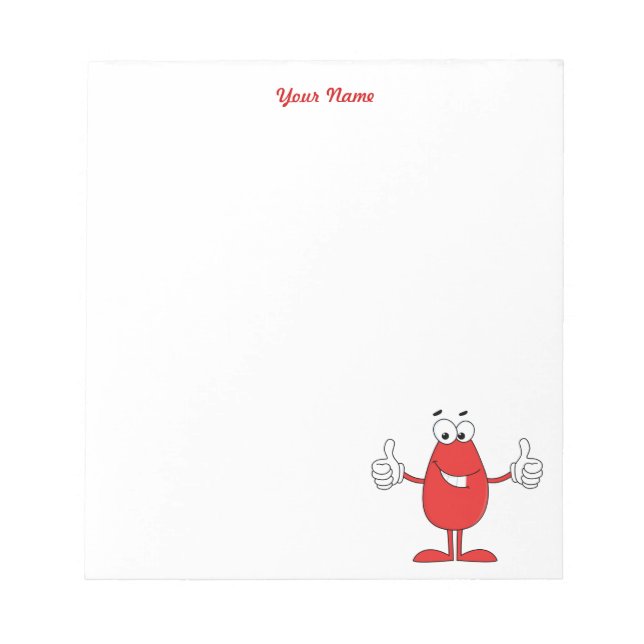 Bloco De Notas Cartoon Vermelho Engraçado (Frente)