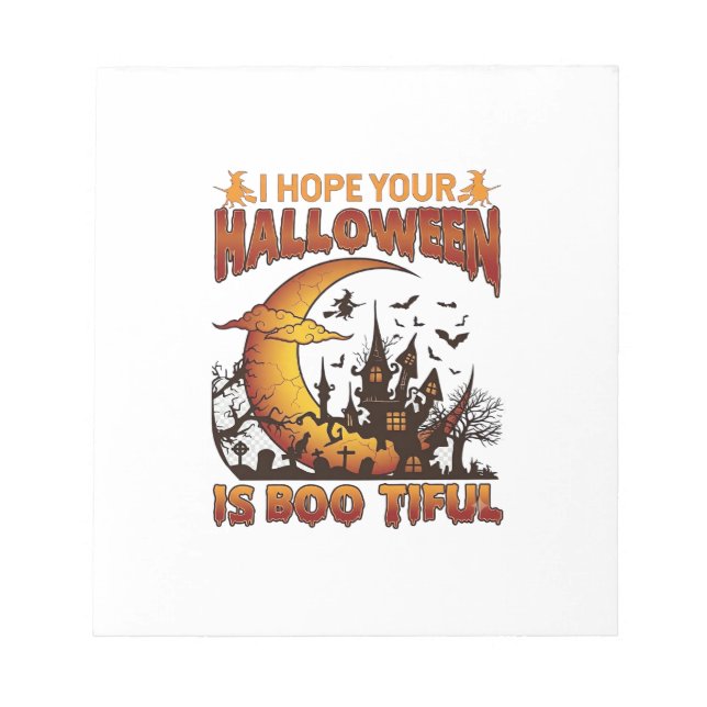 Bloco De Notas Casa Assombrada Boo Tiful de Halloween Lua Crescen (Frente)