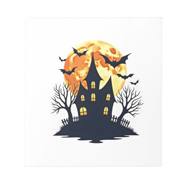 Bloco De Notas Casa Assombrada com Morcegos � Camiseta Assustador (Frente)