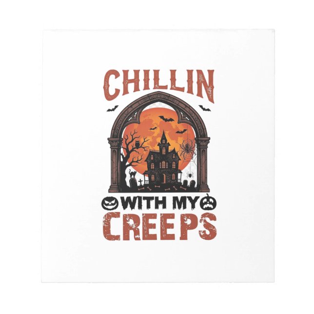 Bloco De Notas Casa Assombrada do Chillin Creeps Halloween Lua La (Frente)
