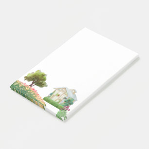 Bloco De Notas Casa com Posto de Jardim Flor