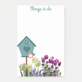 Bloco De Notas Casa-de-Aniversário no Jardim Flor Coisas a Fazer