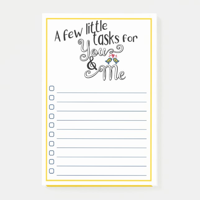 Bloco De Notas Casais marido & tarefas da esposa para fazer a (Frente)