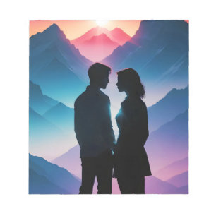 Bloco De Notas Casal Ama Romântico Silhueta Sunset Lindo