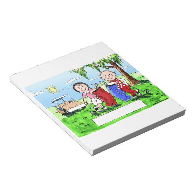 Bloco De Notas Casal de Golfe - Cartoon Personalizado (Inclinado)