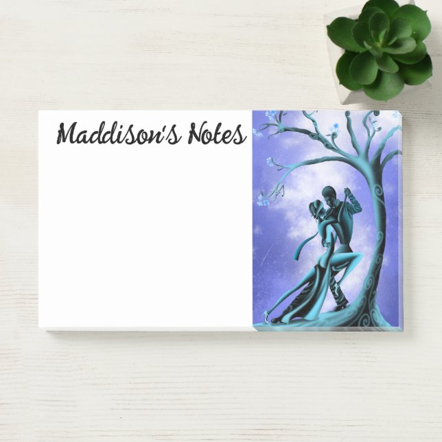 Bloco De Notas Casal romântico dançando azul-tango (Escritótio)