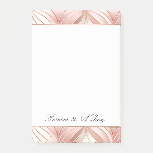 Bloco De Notas Casamento Abstrato Rosa Dourado Rosa Pérola (Frente)