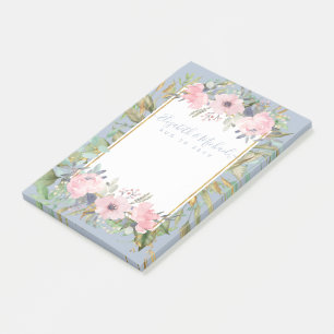 Bloco De Notas Casamento Blush Pink Floral Boho