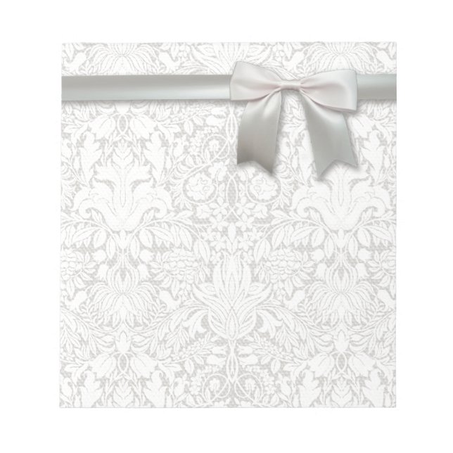 Bloco De Notas Casamento Damask Vintage - Vidro Branco (Frente)