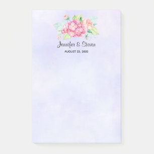 Bloco De Notas Casamento de Buquê de Flor de Água Rosa Elegante