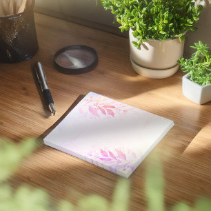 Bloco De Notas Casamento de Folhas de Aguarela Rosa Magenta Flore